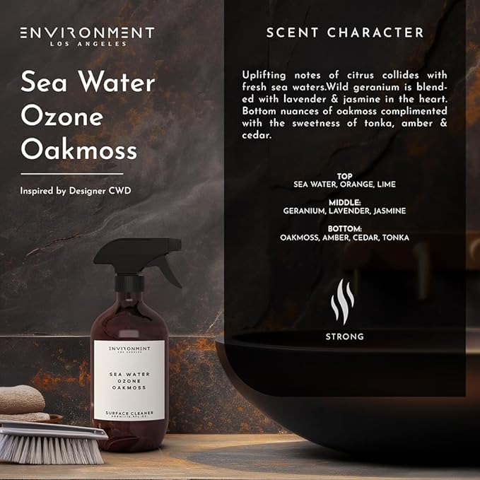 ENVIRONMENT Inspired by Designer Perfume DVDFF CW Surface Cleaner, 16oz Luxury Surface Cleaner (Sea Water | Ozone | Oakmoss) Home Essentials, Scented Cleaning Products, Vegan & Cruelty-Free