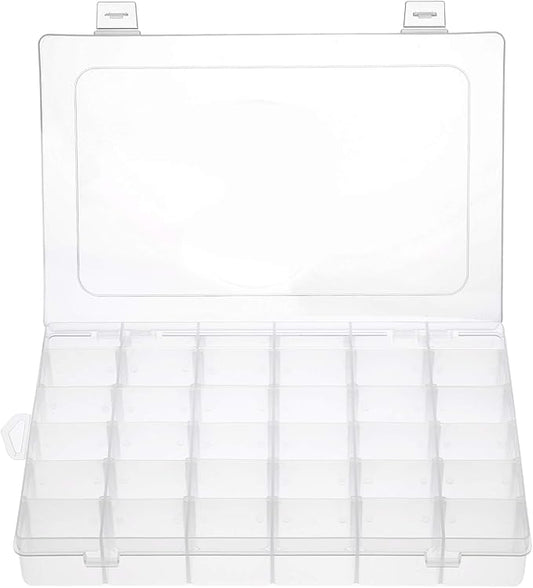 Gospire 36 Grids Clear Plastic Jewelry Box Organizer Storage Container with Removable Dividers (36 Grids - Clear)