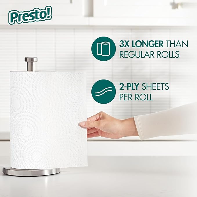 Amazon Brand - Presto! Ultra-Strong Premium Paper Towels - Flex-a-Size, 128 Sheet Family Roll, 16 Rolls (8 Packs of 2)