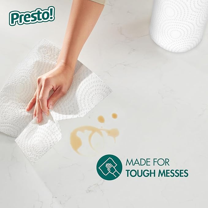 Presto! Paper Towels, 128 Sheet, 6 Rolls | Flex-a-Size | Family Roll | 3 Packs of 2 | White