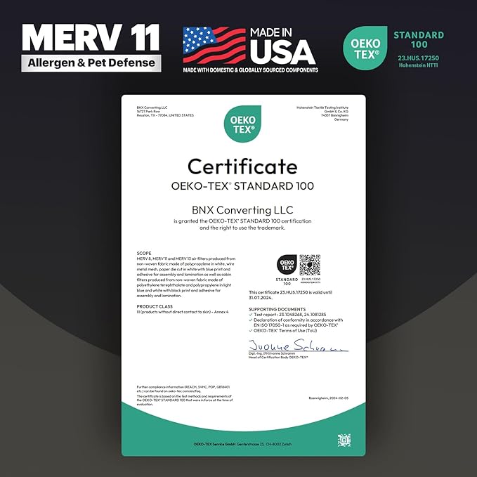 BNX TruFilter 16x24x1 Air Filter MERV 11 (4-Pack) - MADE IN USA - Allergen Defense Electrostatic Pleated Air Conditioner HVAC AC Furnace Filters for Allergies, Dust, Pet, Smoke, Allergy MPR 1200 FPR 7