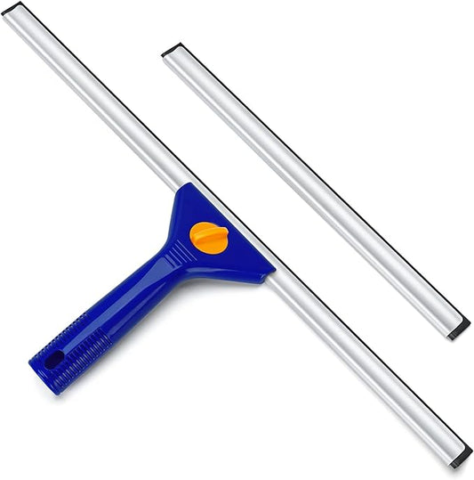 18-Inch Window Squeegee Professional with 12-INCH Chanel Squeegee for Shower Glass, Easy Change Window Cleaner Squeegees Washer Kit for Countertop Car Mirror Cleaning & Washing