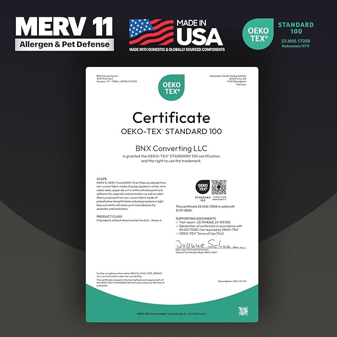 BNX TruFilter 12x24x1 Air Filter MERV 11 (4-Pack) - MADE IN USA - Allergen Defense Electrostatic Pleated Air Conditioner HVAC AC Furnace Filters for Allergies, Dust, Pet, Smoke, Allergy MPR 1200 FPR 7