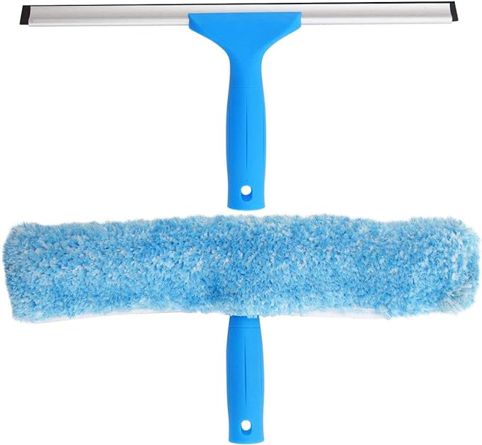 MR.SIGA Professional Window Cleaning Combo - Squeegee & Microfiber Window Scrubber, 14"