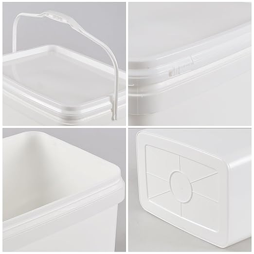 Parlynie 4 Pcs 5 Gallon Plastic Bucket with Lid, Heavy Duty Bucket Pail with Handle for Storage Container Home Household Cleaning (White)