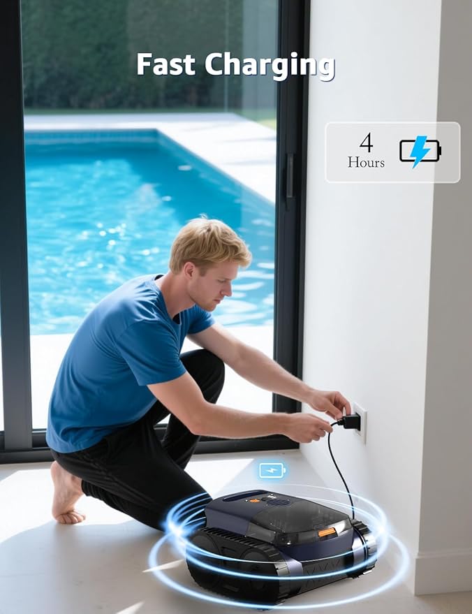 Pool Vacuum for Inground Pools, Zyerch Robotic Pool Cleaner for Above Pools with Floor/Wall Climbing/Waterline Cleaning, 180 Min Runtime, Pools up to 2150 Sq.Ft