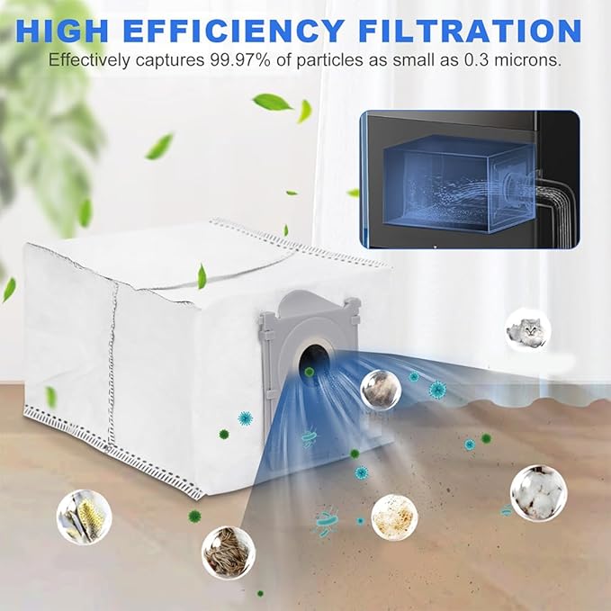 Dust Bags Compatible with Ecovacs Deebot X8 Pro Omni/T50 Pro Omni/T50 Max Pro Omni/T80 Omni/X9 Pro Omni/Yeedi S14 Plus Robot Vacuum,3.5L Liter Activated Carbon Vacuum Bags - 12 Pack