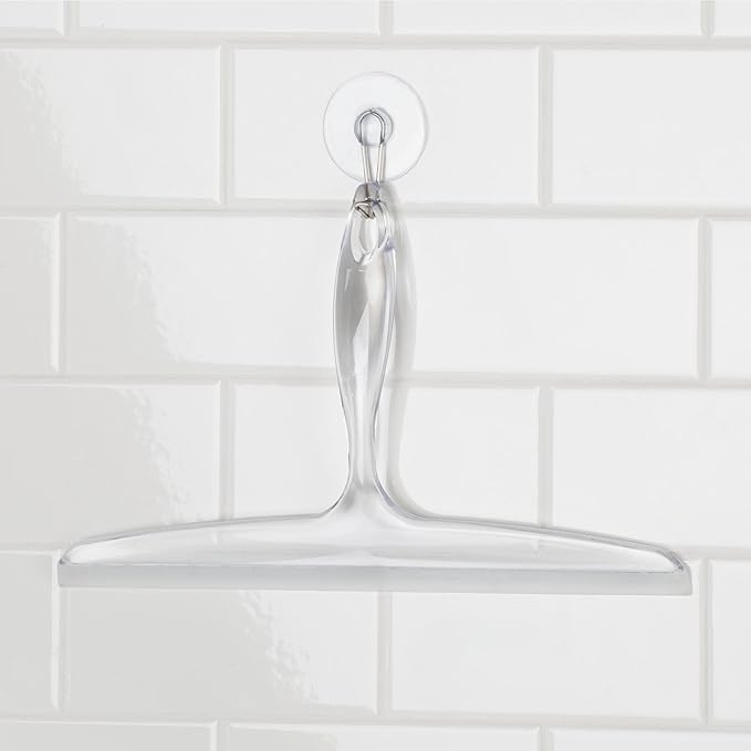 iDesign Bathroom Plastic Shower Squeegee with Wall Hook - Set of 2 - Clear
