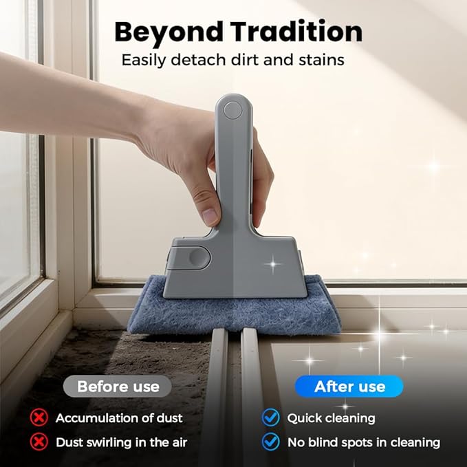Magic Window Track Cleaner, Window Groove & Track Cleaning Brush Tools Set for Window Lides Gaps Tile Lines Shutter Car Vents (Yellow)