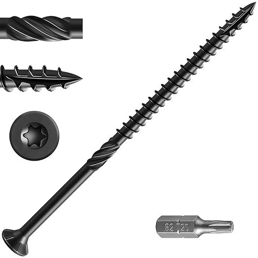 #14 * 8" Black Deck Screws, (95pcs) 5 lbs.Exterior Wood Screws, Rust Resistant Epoxy Coated, Bronze, T20 Star Bit