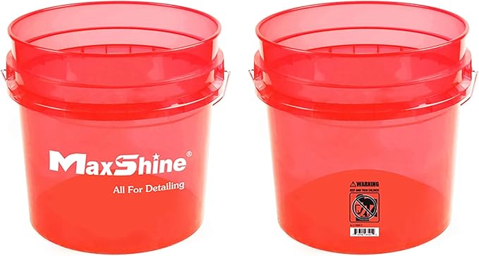 Maxshine 3.5 Gallon Universal Detailing Bucket (Red) – Car Wash Bucket for Scratch-Free Washing – Garage Storage & Auto Detailing Tool Holder – Holds Soap, Foam Cannon, Brushes, Microfiber Towels