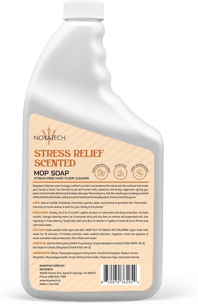 Mop Soap Highly Scented Stress Relief Fragrance. Floor Cleaner Concentrate – Non-Toxic, Pet safe, No Residue – Safe for Tile, Stone, Marble, Wood, & Grout – For All Mop Types – Made in USA