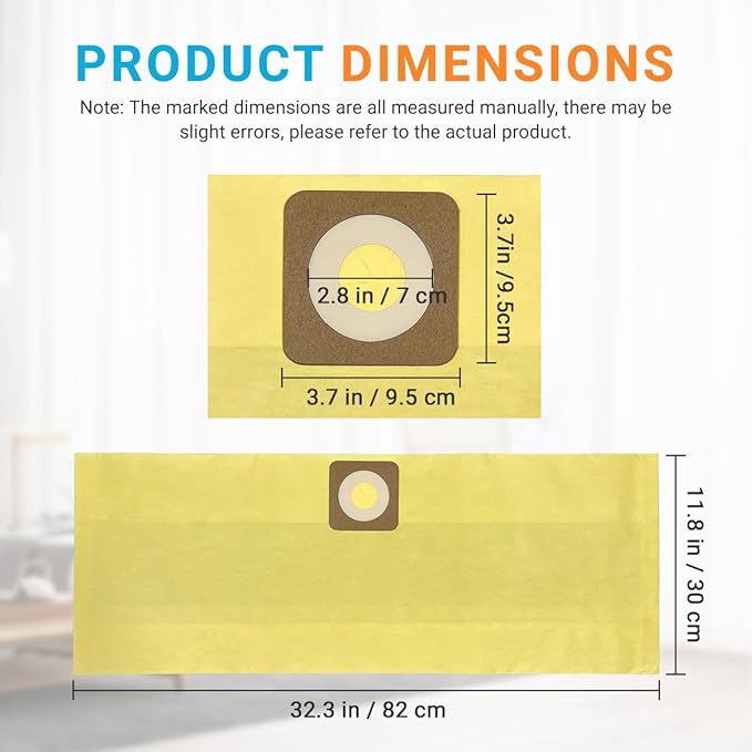 5 Pack 39970 Filter Bags Replacement for CRAFTSMAN 6 and 9 Gallon Shop Vacuums 17584/17590, CMXZVBE39970 Fine Dust Bags