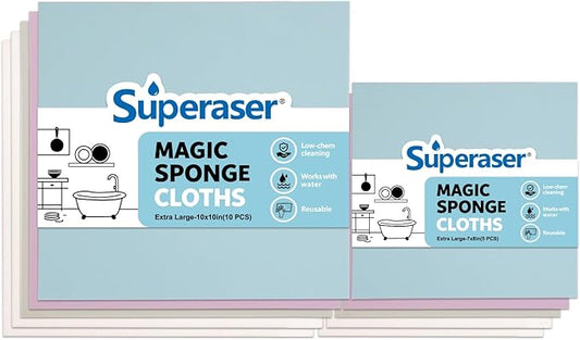 Cleaning Pads Variety Pack, Micro-Abrasive Cloth-Style Foam, 7x8 & 10x10 in, 10 Count