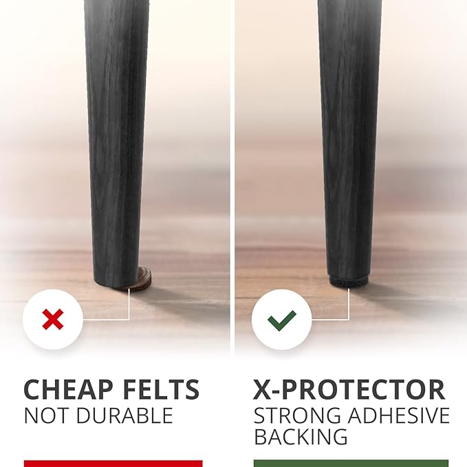 X-Protector Felt Furniture Pads - 24 Pcs 2" - Round Felt Pads for Furniture Feet - Protect Hardwood Floors! (Black)