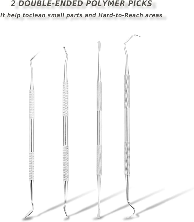 20 Pcs Gun Cleaning Brushes & Picks Kit Set Brass Steel Nylon Double Ended Gun Cleaning Brushes Stainless Steel Pick Set - Brass Steel Nylon Bristle Brushes