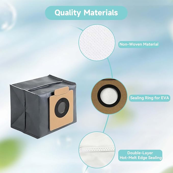 6 Pack X10 Dust Bags for Eufy X10 Pro Omni, X8 Pro Robot Vacuum Cleaner - Large Capacity Replacement Accessories