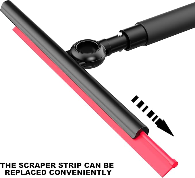 Shower Squeegee for Glass Doors, Window Squeegee for Home,Squeegee with Telescopic Extension Pole,Professional Window Cleaning Tool, Black, for Mirror, Glass, Ceramic Tile