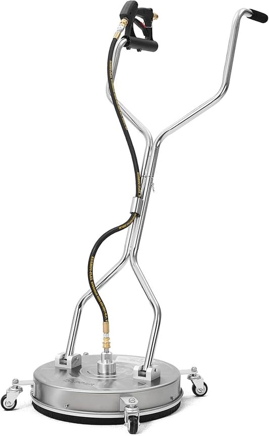 18 in. Pressure Washer Surface Cleaner in Stainless Steel w/Handles & Wheels, 4350 Max PSI, 3/8" Connector & 2 Adapters Ideal for Driveways, Sidewalks, Patios, Decks