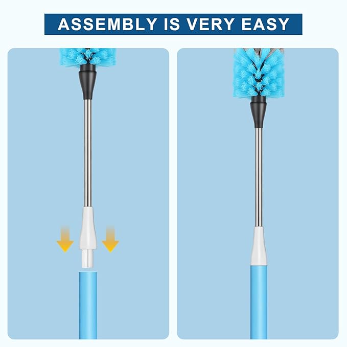 Bottle Brush 4-Piece Set, 15-inch Long Bottle Brush, Kitchen Brush Set with Straw Cleaner and Cup Lid Cleaning Brush; Water Bottle Brush Suitable for Water Bottles, Cups, Glasses, Baby Bottles, Blue