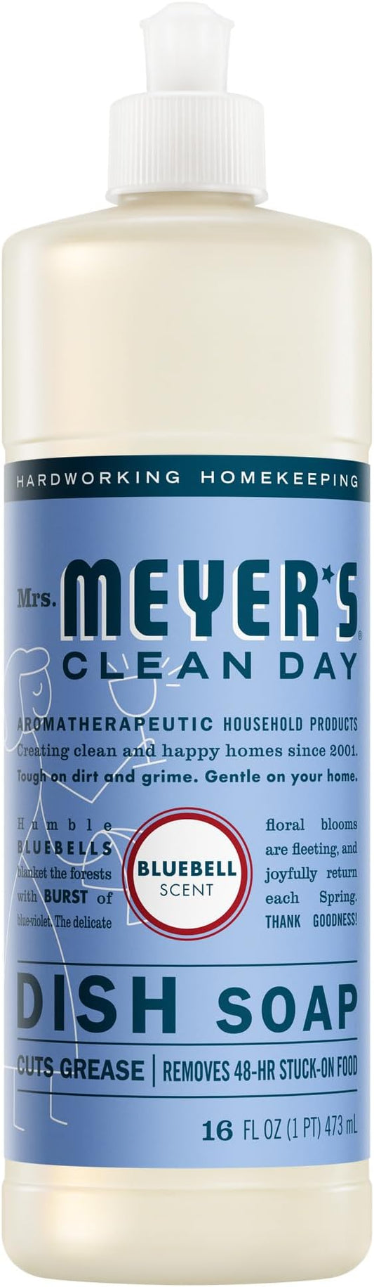 MRS. MEYER'S CLEAN DAY Liquid Dish Soap, Bluebell Scent, 16 Fl Oz bottle (Pack of 1)