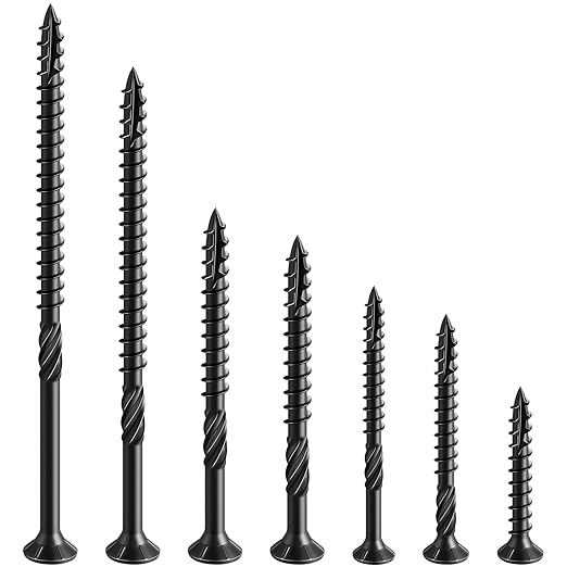 #10 * 5" Black Extended Deck Screws,(76 pcs) 2 lbs.Lengthen Exterior Wood Screws, Rust Resistant epoxy Coated, Bronze, T25 Star Bit