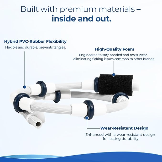 Polaris-Compatible B5 Complete Sweep Hose - Restores Cleaning Power for Polaris 280, 380, 180, 480 Pool Cleaners - Includes Tail Scrubber, Wear Rings & Clamp(NOT for 360)