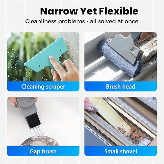 Magic Window Track Cleaner, Window Groove & Track Cleaning Brush Tools Set for Window Lides Gaps Tile Lines Shutter Car Vents (Yellow)