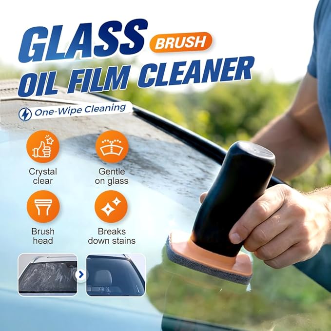 2026 New Handheld Glass Oil-Film Remover, Car Glass Oil Film Cleaner for Improved Visibility, Automotive Oil Film Cleaning Brush, Universal Glass Cleaning Wipe Board (3PCS)