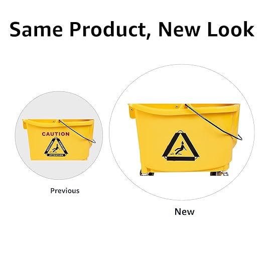 Amazon Basics Rectangular Floor Cleaning Mop Bucket with Sturdy Down Press Wringer Combo, 35-Quart, Yellow