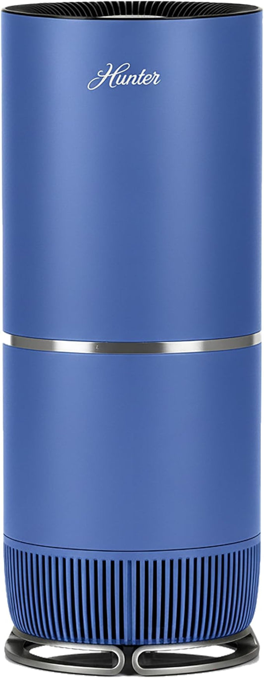 Hunter Fan Company HP670 Air Purifier for Allergies, Removes Dust, Smoke, Mold, and Pollen, Covers up to 195 Sq. Ft., Digital Tall Tower, Denim