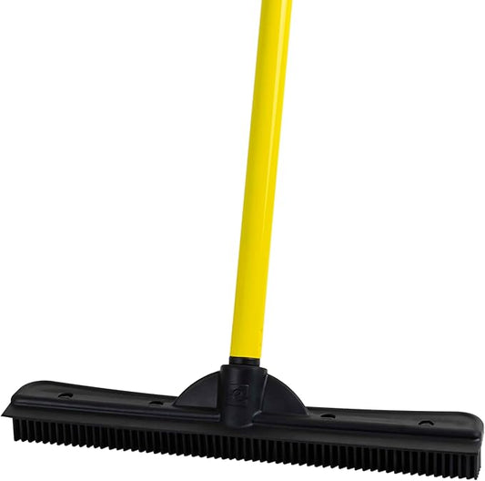 FURemover Original Pet Hair Rubber Broom with Squeegee, with 58" Telescopic Handle for Carpet, Tile and Hardwood