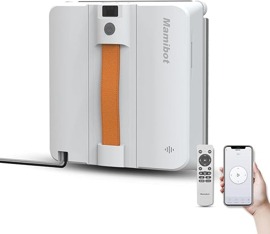 Mamibot W120-DP Robot Window Cleaner - 3200Pa Strong Suction, Multiple Cleaning Modes,4 Water Spray Nozzles,Edge Detection Technology,App&Remote Control(Grey)