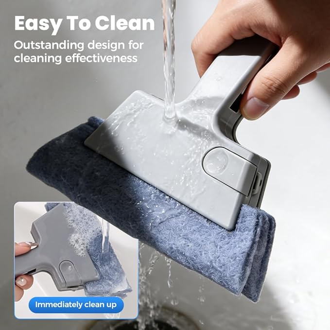 Magic Window Track Cleaner, Window Groove & Track Cleaning Brush Tools Set for Window Lides Gaps Tile Lines Shutter Car Vents (Blue)