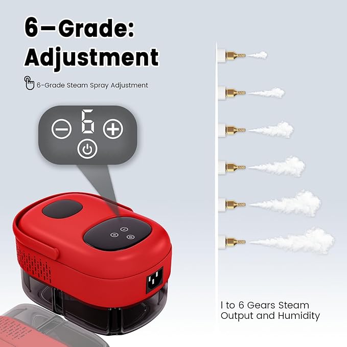 2500W Handheld Steam Cleaner,Portable Car Steamer For Auto Detailing,High-Temperature and Pressure Steam Cleaner For Home, Steam Cleaning Machine for Furniture,Kitchen,Grout,Floor,Tile (5-Red)