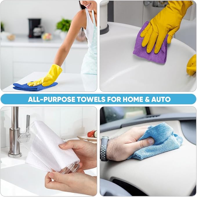 AIDEA Microfiber Cleaning Cloth Roll, 75PK, Reusable Paper Towels Tear Away Cloth, Microfiber Towels Washable Shop Rags, Lint Free Cleaning Rags for House, Kitchen, Window, 11.5"×11.5", Dark Blue