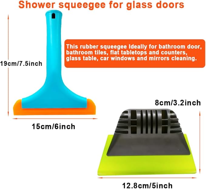 Window Tint Tool All-Purpose 6" Silicone Cleaning Squeegee 5 inch Handy Small Rubber Window Squeegee Auto Water Blade for Car Windshield, Window, Mirror, Glass Door,Shower(Green and Orange)
