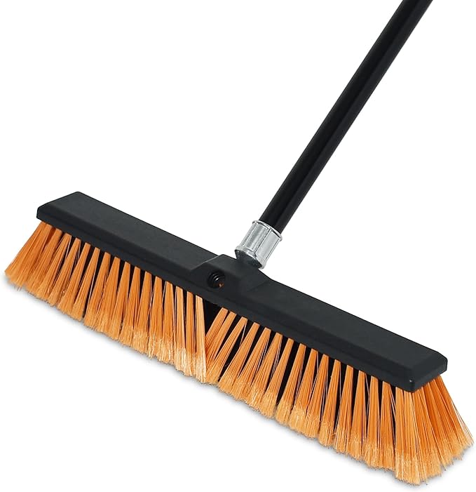 PBHEPJ 18 Inchs Push Broom Outdoor Heavy Duty, Shop Broom with 60" Long Handle for Cleaning Outdoor or Indoor Tile, Garage, Shop, Deck, Concrete, Wood, Stone, Patio Floor