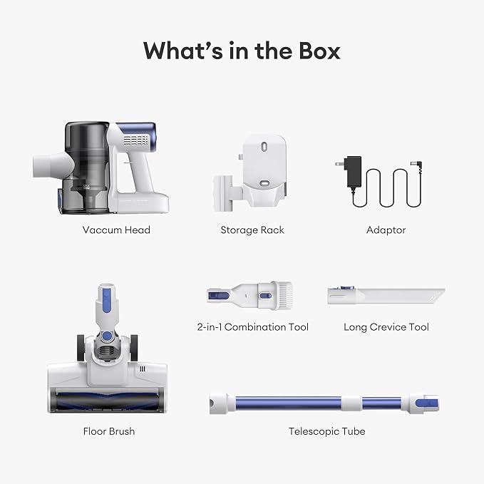 Ultenic Cordless Vacuum Cleaner, 500W 45KPA 40Mins Vacuum Cleaners for Home, Stick Vacuum Cordless Rechargeable with Self-Standing, 180° Lay-Flat, Anti-Tangle for Pet Hair/Carpets/Floor