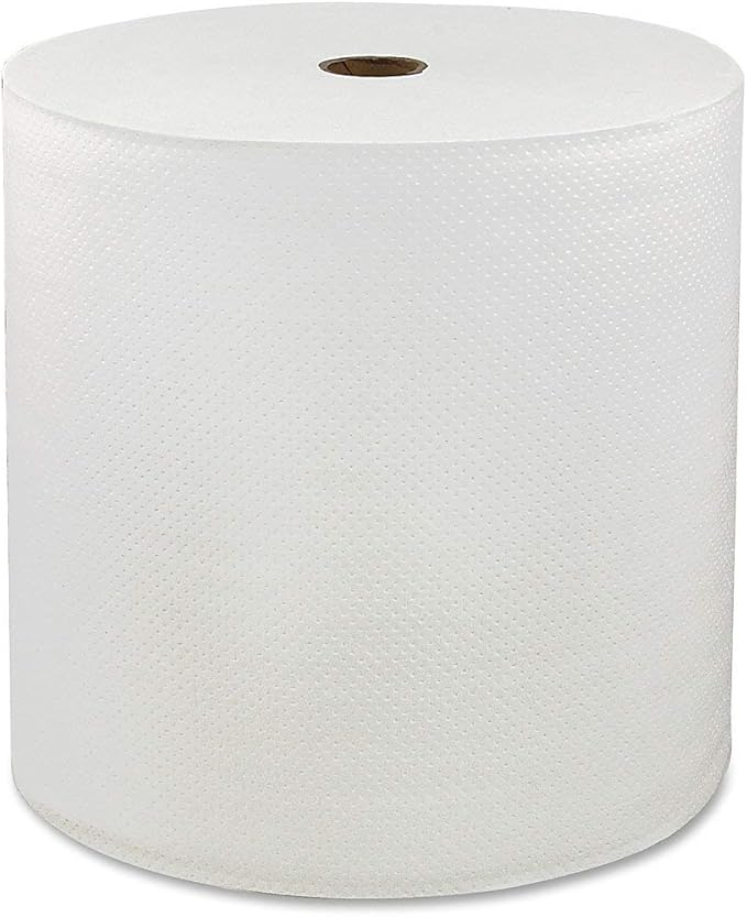 Genuine Joe Hardwound Roll Towels, White, 7" x 600', 6 Count