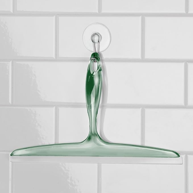 iDesign Bathroom Plastic Shower Squeegee with Wall Hook - Set of 2 - Clear/Green