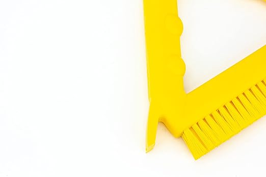 SPARTA Plastic Commercial Grout Brush, Triangle-Shaped Scrub Brush with Scraper and Two Threaded Holes for Attaching Handle (Sold Separately), 9 x 7 x 7 Inches, Yellow