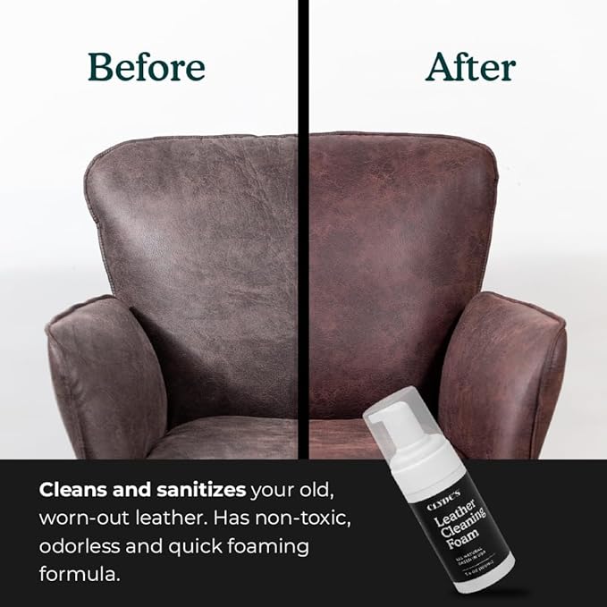 Clyde's™ Leather Cleaning Foam | Quick Foaming Leather Cleaner for Furniture, Auto Interior, Tack, Shoes and Accessories | Stain and Dirt Removal | Does Not Require Dilution, Ready to Use