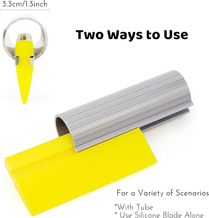 4 Inch Mini Squeegee Silicone Squeegee with Rubber Water Blade, Anti-Slip Handle for Car Wraps, Window Tint, and Cleaning Bathrom or Kitchen Sink,Yellow