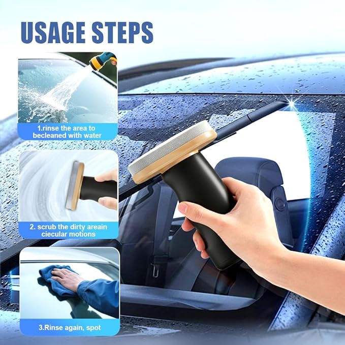 2026 New Handheld Glass Oil-Film Remover, Car Glass Oil Film Cleaner for Improved Visibility, Automotive Oil Film Cleaning Brush, Universal Glass Cleaning Wipe Board (4PCS)