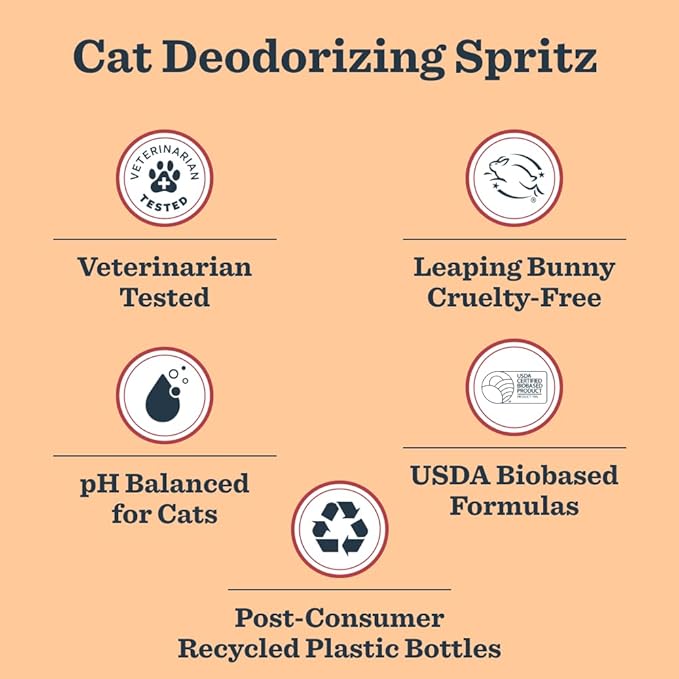 MRS. MEYER'S Clean Day Cat Deodorizing Spray, White Peach Scent, 8oz