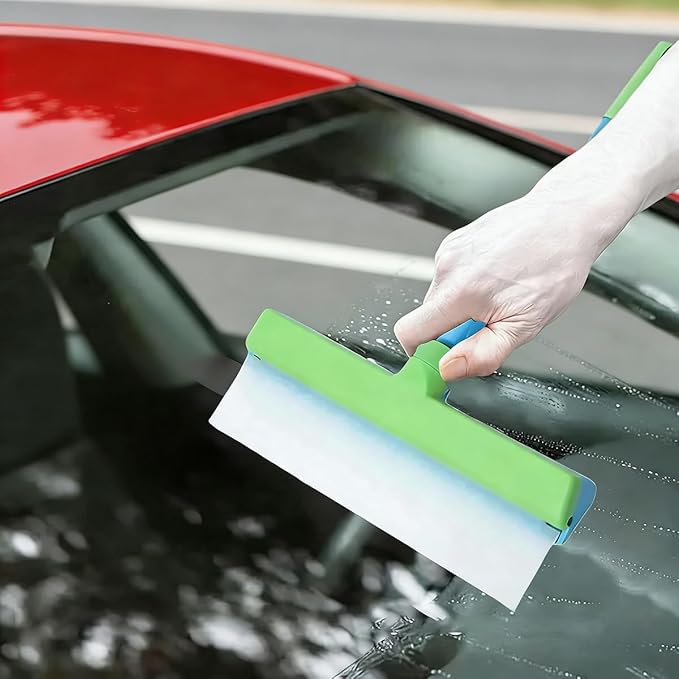Reusable Silicone Squeegee & Aqua Blade Cleaning Kit with Scrubber, Long-Term Use for Shower, Mirror, Car & Door (1 Set)