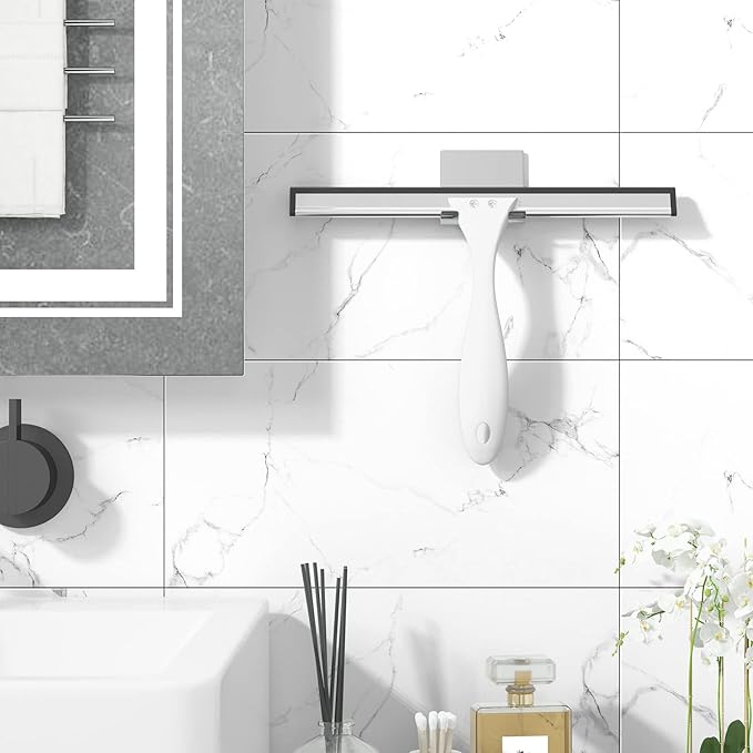 AmazerBath Squeegee for Shower Glass Doors - All-Purpose Squeegee with Hook for Windows, Mirrors, Tiles and Car Glass, 10 Inches