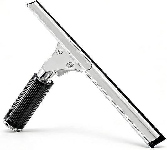 14-inch Squeegee for Shower Glass & Window Cleaning, Professional Stainless Steel Squeegee with Durable Handle for Streak-Free Glass, Mirror, Tile & All Smooth Surfaces