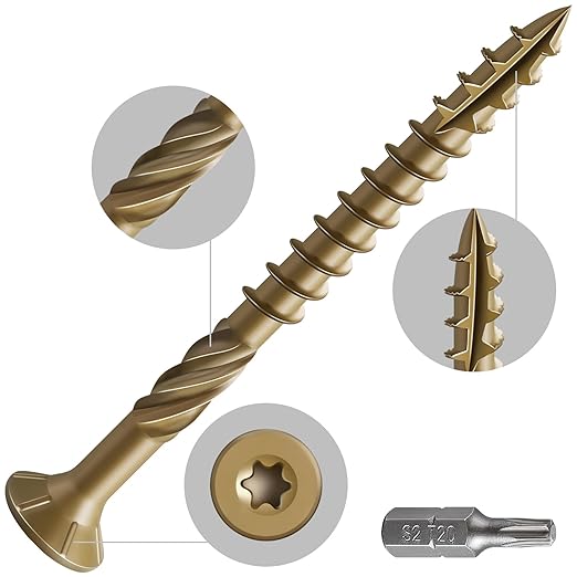 #10 * 2-1/2" Deck Screws, (1214pcs) 15 lbs.Exterior Wood Screws, Rust Resistant epoxy Coated, Bronze, T25 Star Bit